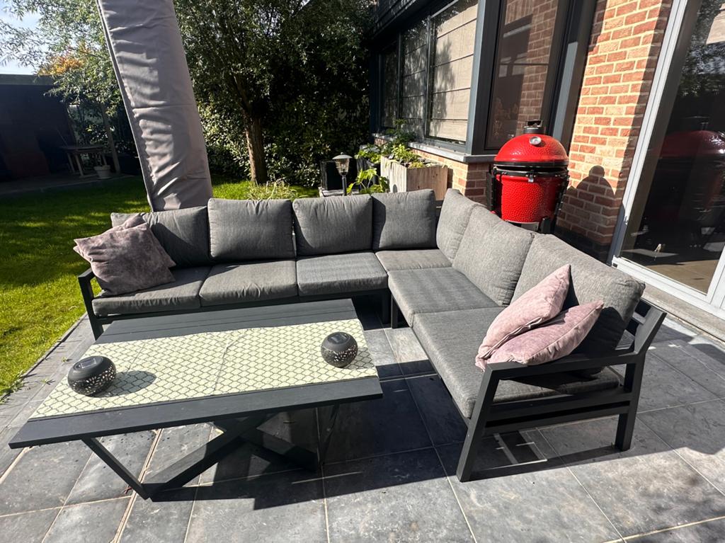 Loungeset, Tuin en Terras, Ophalen, 6 zitplaatsen, Aluminium, Zo goed als nieuw