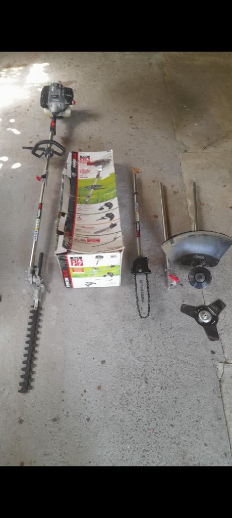 4en1 taille-haie coupe-bordure débroussailleuse tronçonneuse, Jardin & Terrasse, Enlèvement, Utilisé, Essence, Powerplus