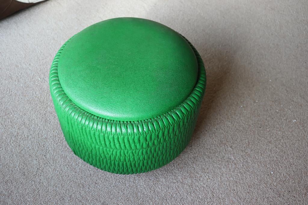 Groene vintage poef uit jaren '70, Ophalen, Gebruikt