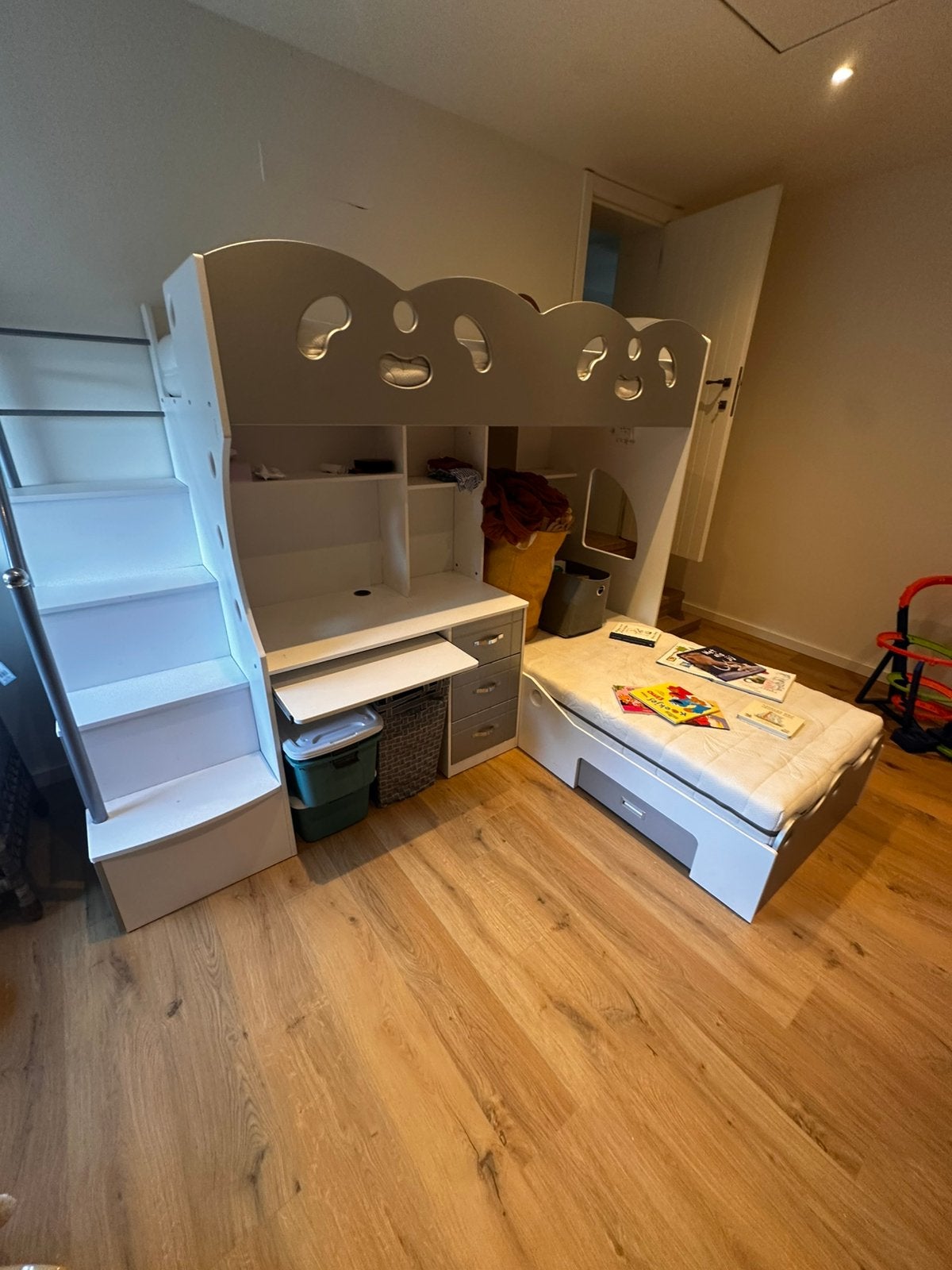 Stapelbed/ Coco hoogslaper/stapelbed - 90x200 - Wit/grijs, Ophalen