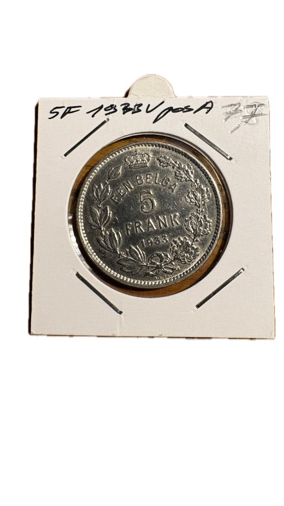 ALBERT I : 5 FRANC 1 BELGA 1933V Position A, Enlèvement ou Envoi