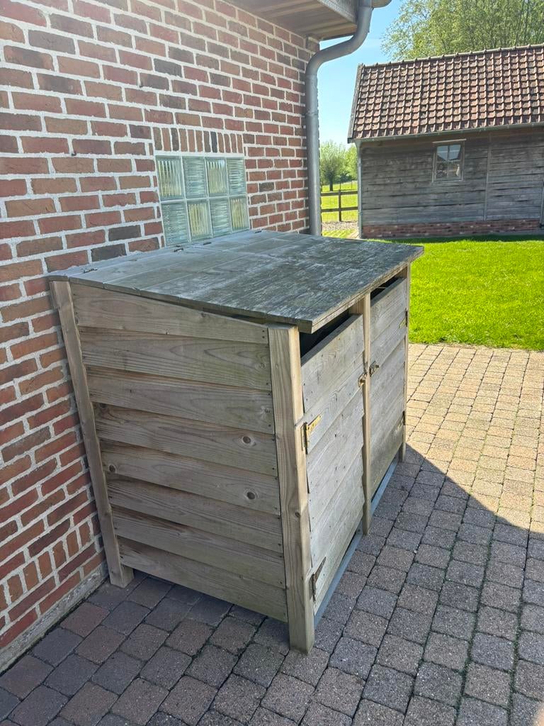 Vuilbakken , container ombouw, Ophalen, Gebruikt, Hout, Containerberging