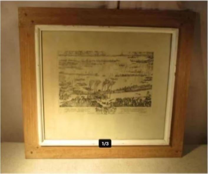 Mooie Ets 'Watergolven missen de kracht' - R De Coninck, Antiek en Kunst, Kunst | Etsen en Gravures, Ophalen of Verzenden