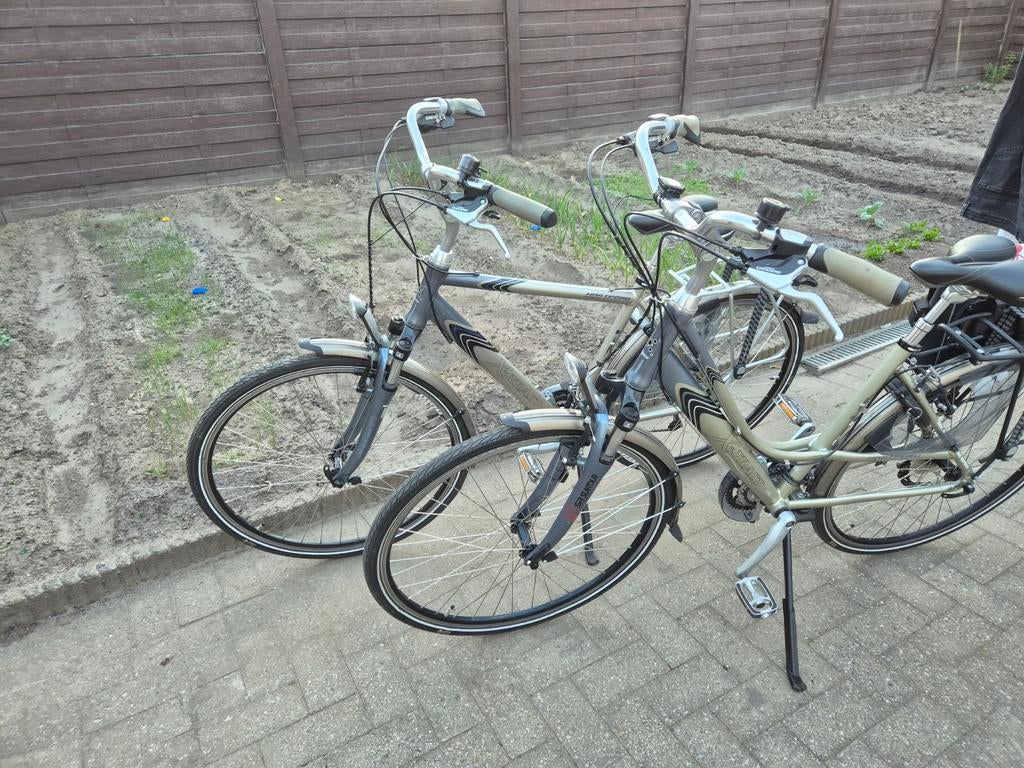 Heren en dames fiets te koop set, Ophalen, 28 inch, Vering, Zo goed als nieuw