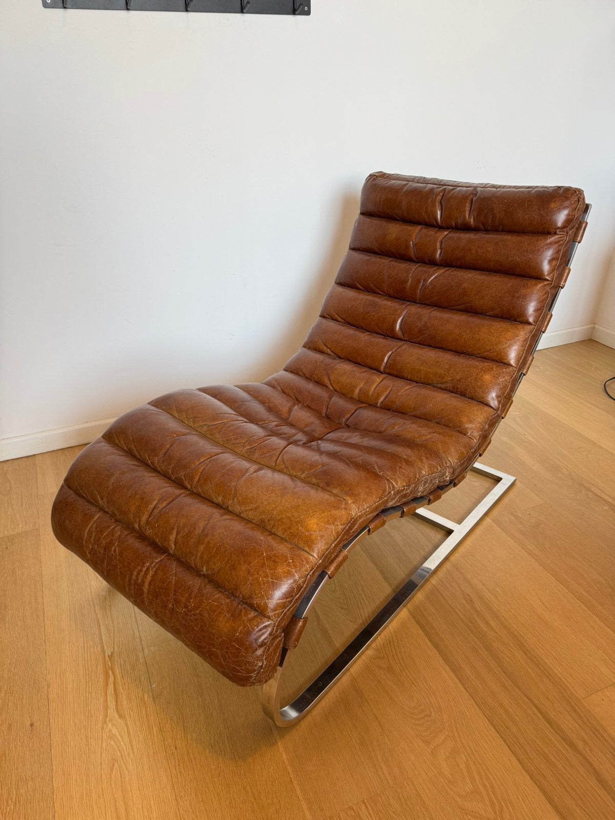 Chaise longue Mason en cuir cognac — Flamant, Enlèvement, Comme neuf, Une personne, Cuir