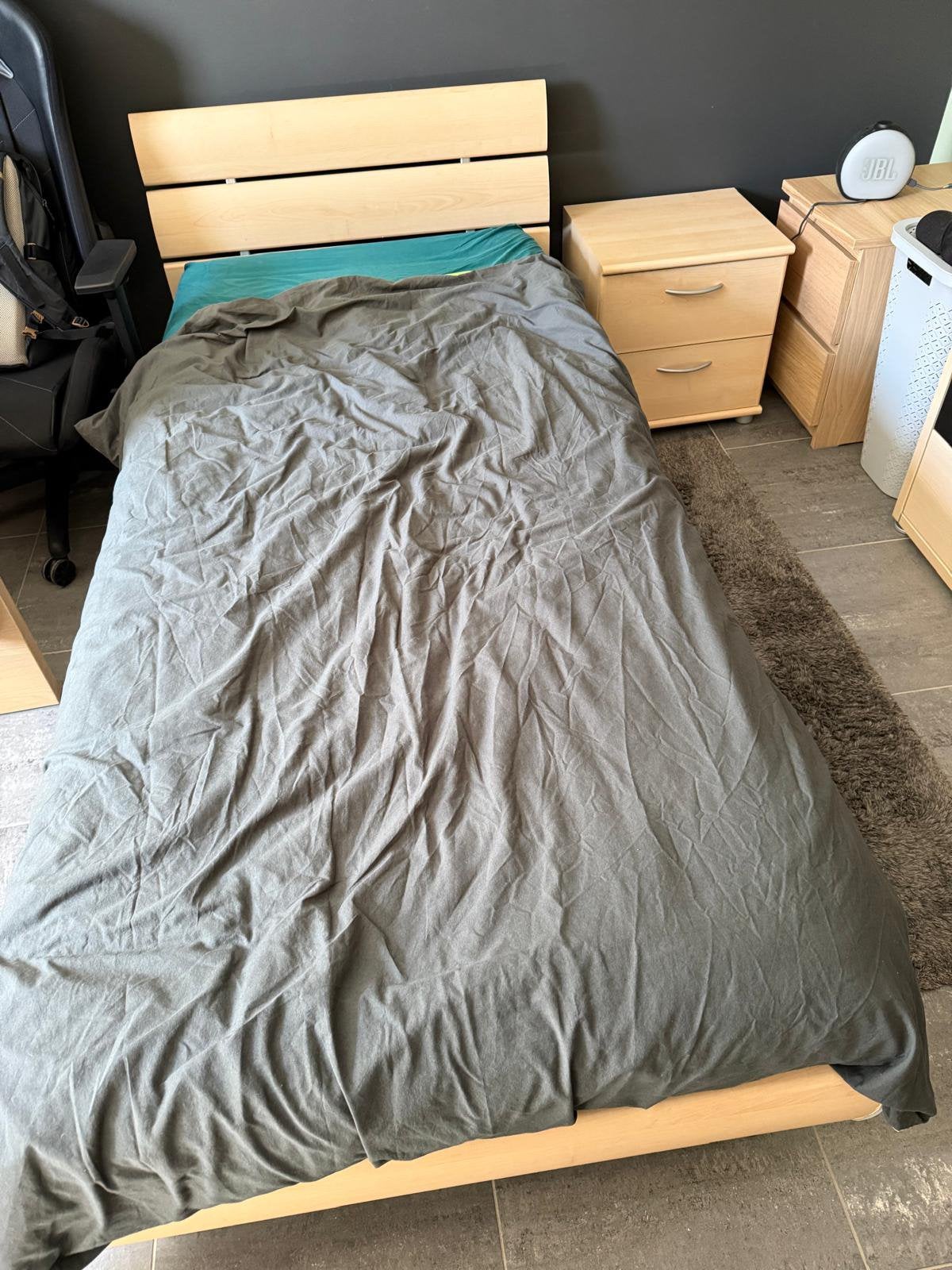 1 persoonsbed + nachtkastje, Huis en Inrichting, Ophalen, Gebruikt, 90 cm, Eenpersoons