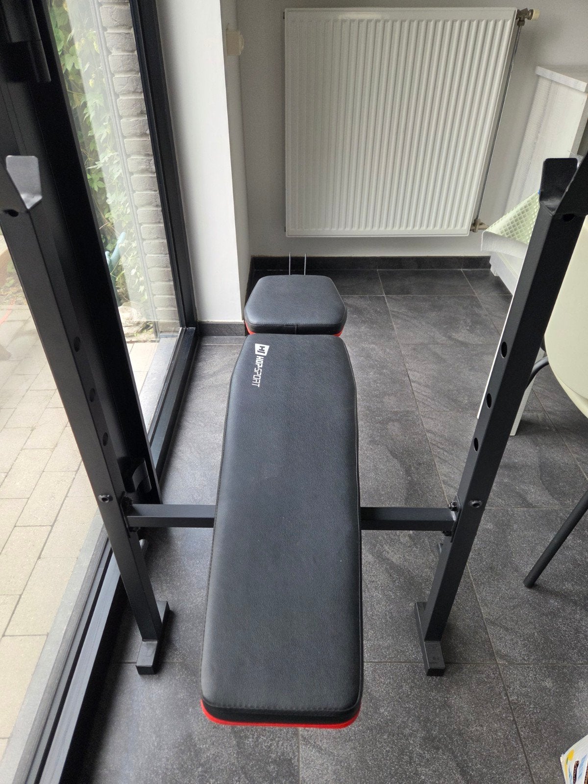 Halterbank krachttraining plus gewichten en accesoires, Sport en Fitness, Armen, Ophalen of Verzenden, Zo goed als nieuw, Fitnessbank