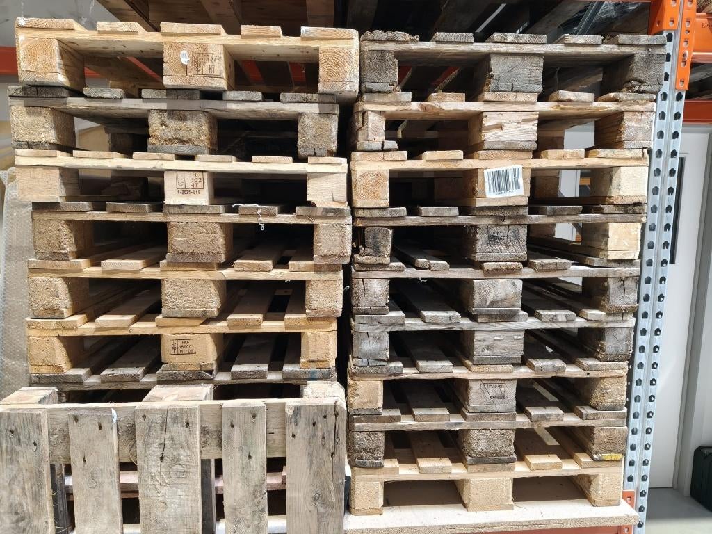 europallet €5/stuk, Doe-het-zelf en Bouw, Hout en Planken, Ophalen, Gebruikt, Minder dan 200 cm, Pallet