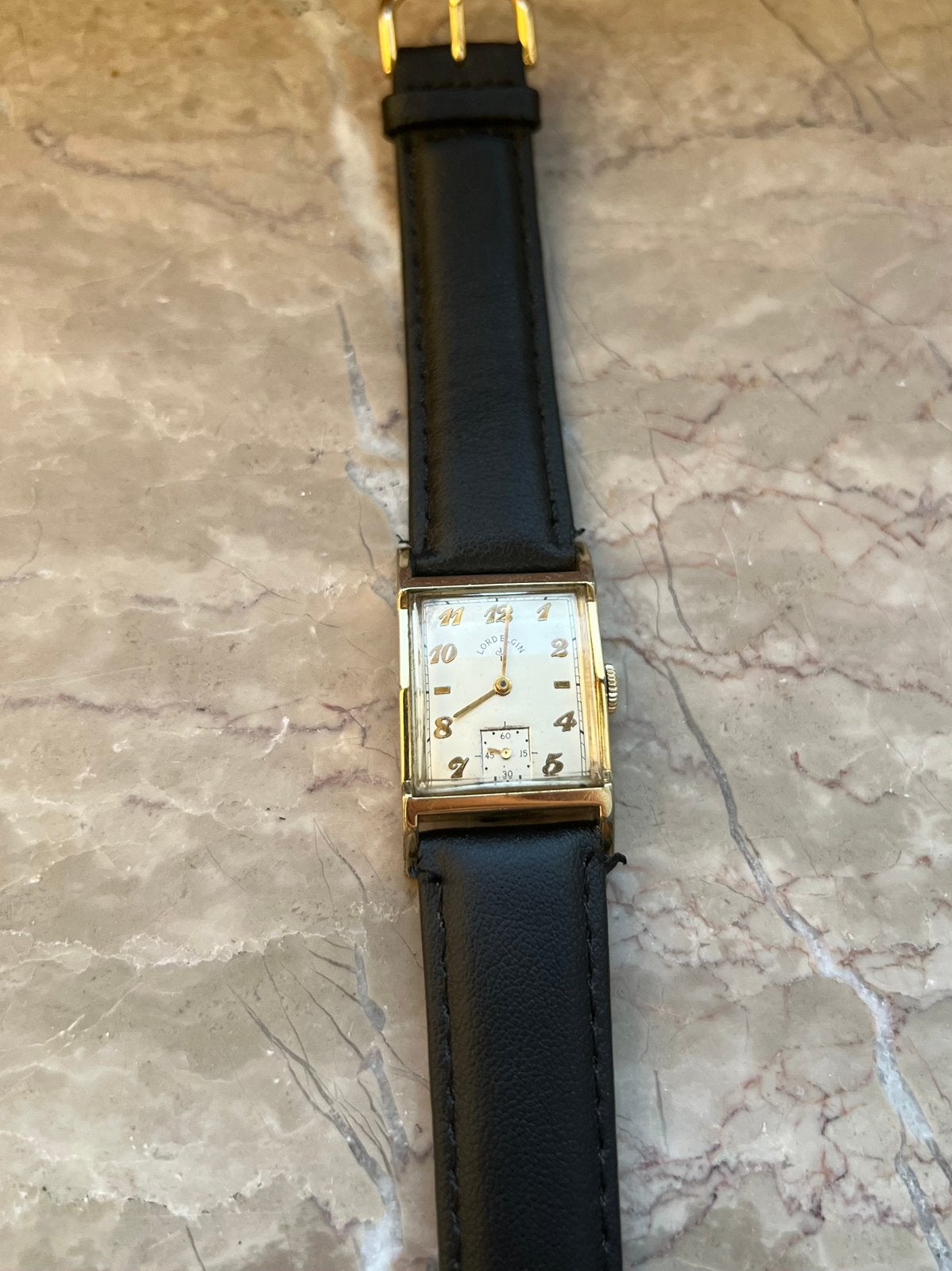 Montre vintage Lord Elgin mécanique - 21 rubis - plaqué or, Enlèvement, Porté