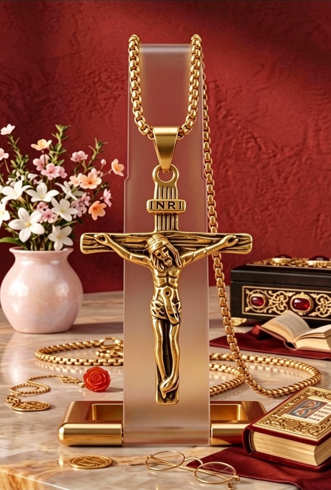 Ketting met Jezuskruis, Verzenden, Nieuw, Overige materialen, Met hanger