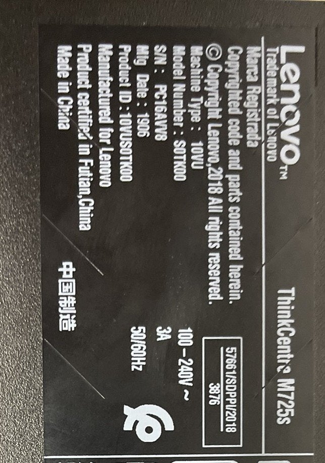 Thinkcentre M725s desktop, Informatique & Logiciels, Ordinateurs de bureau, Enlèvement, Utilisé, 16 GB, Lenovo