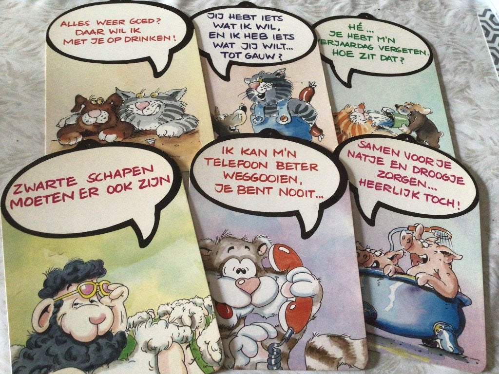 6 humor postkaarten ongelopen 1990, Verzamelen, Ophalen of Verzenden, Ongelopen
