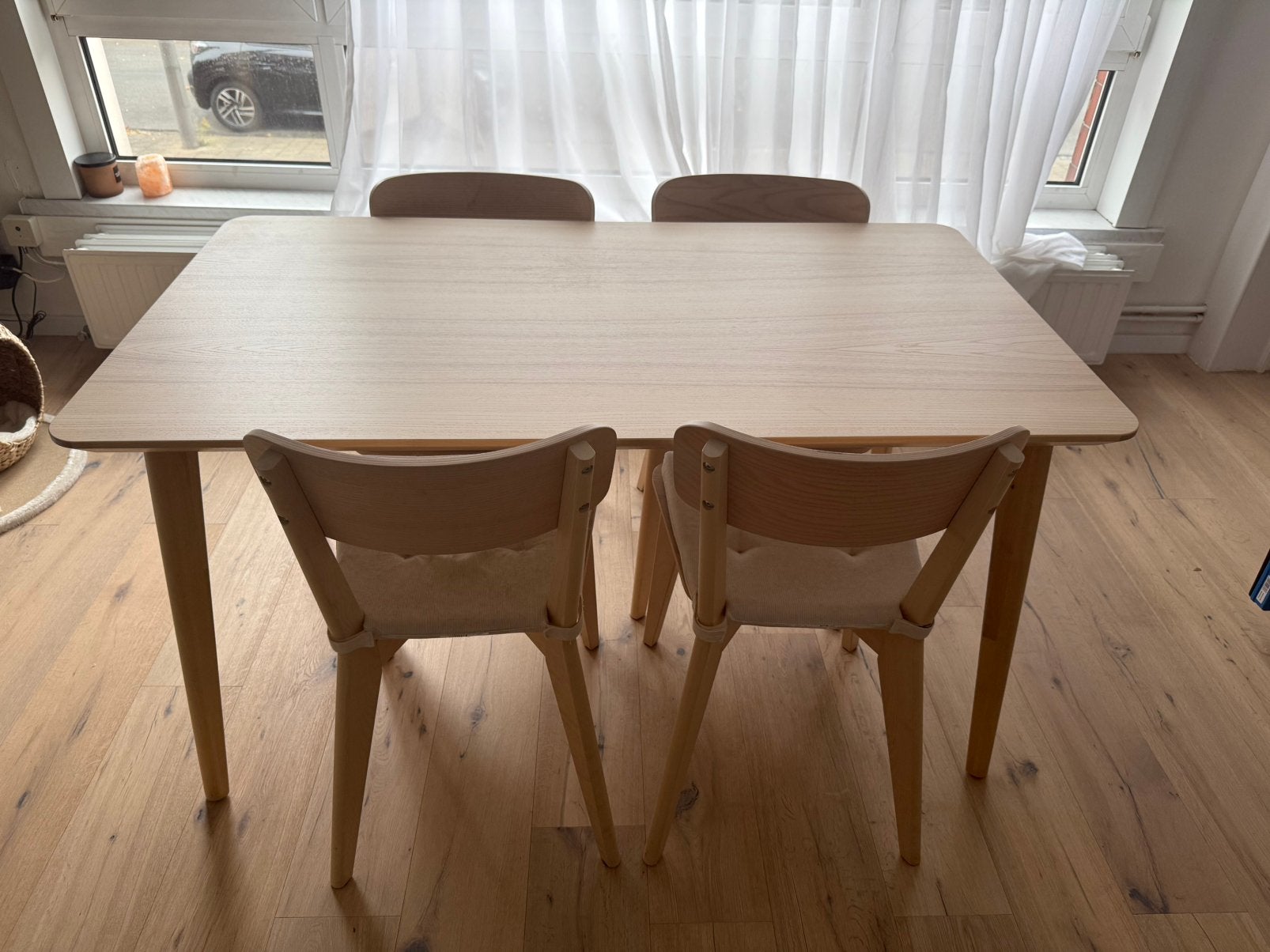 Eettafel met 4 stoelen, Ophalen, 100 tot 150 cm, 50 tot 100 cm, Zo goed als nieuw