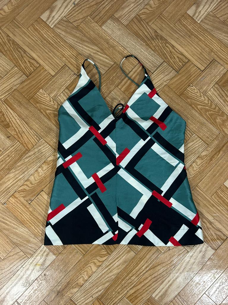 Romper met geometrische print van Zara V-hals open achterkan, Kleding | Dames, Badmode en Zwemkleding, Zo goed als nieuw, Overige typen