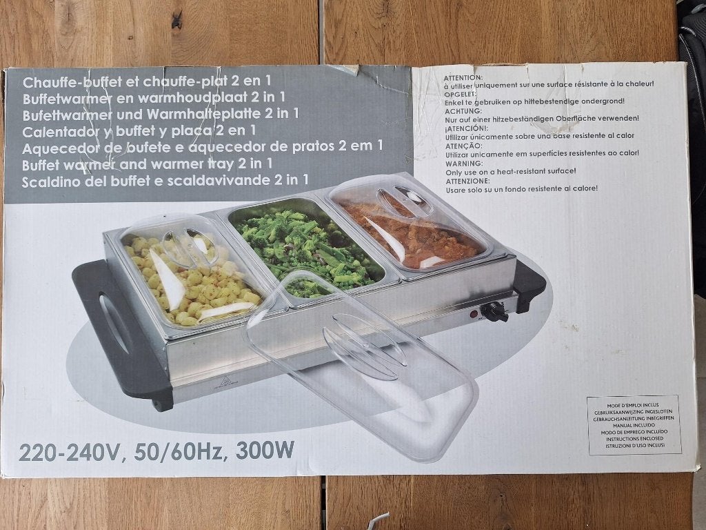 Buffetwarmer en warmhoudplaat 2 in 1, Argent, Comme neuf, Enlèvement, Autres types