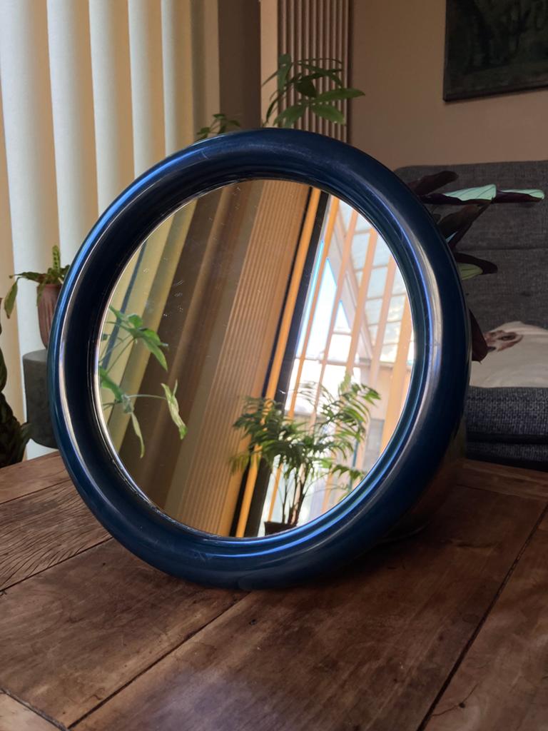 Ronde vintage spiegel, Antiek en Kunst, Ophalen, Rond, Minder dan 50 cm