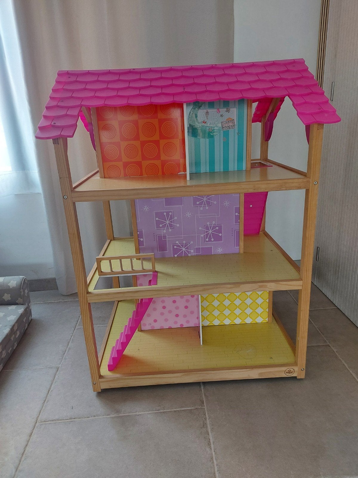 groot poppenhuis met 10 kamers en meubels., Ophalen, Poppenhuis