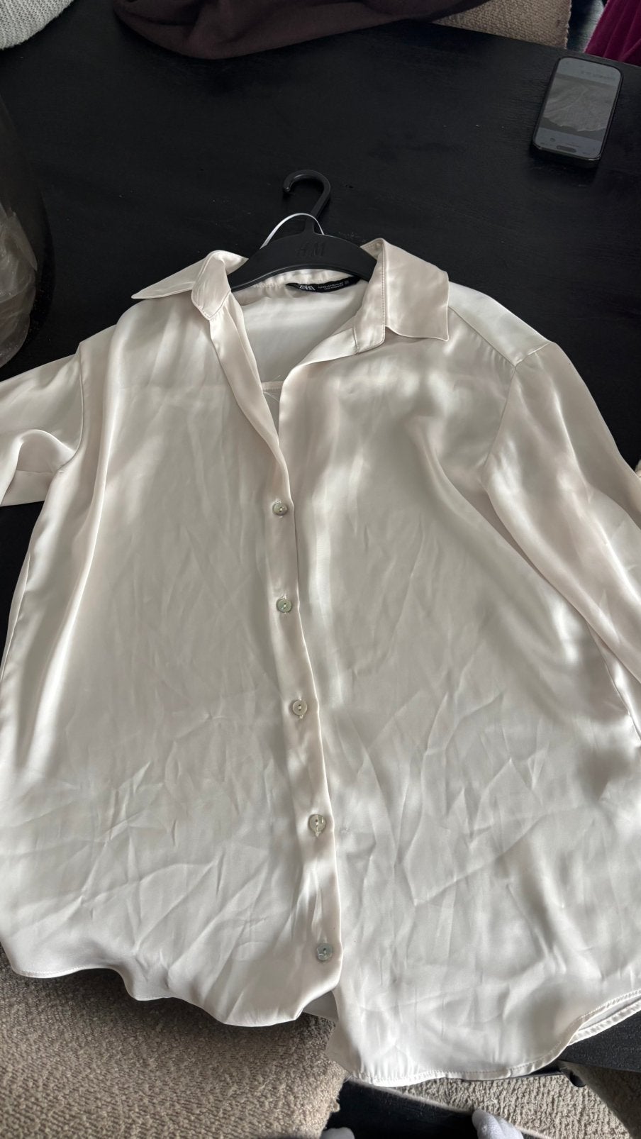Chemise en satin, Kleding | Dames, Verzenden, Gedragen, Maat 34 (XS) of kleiner, Beige