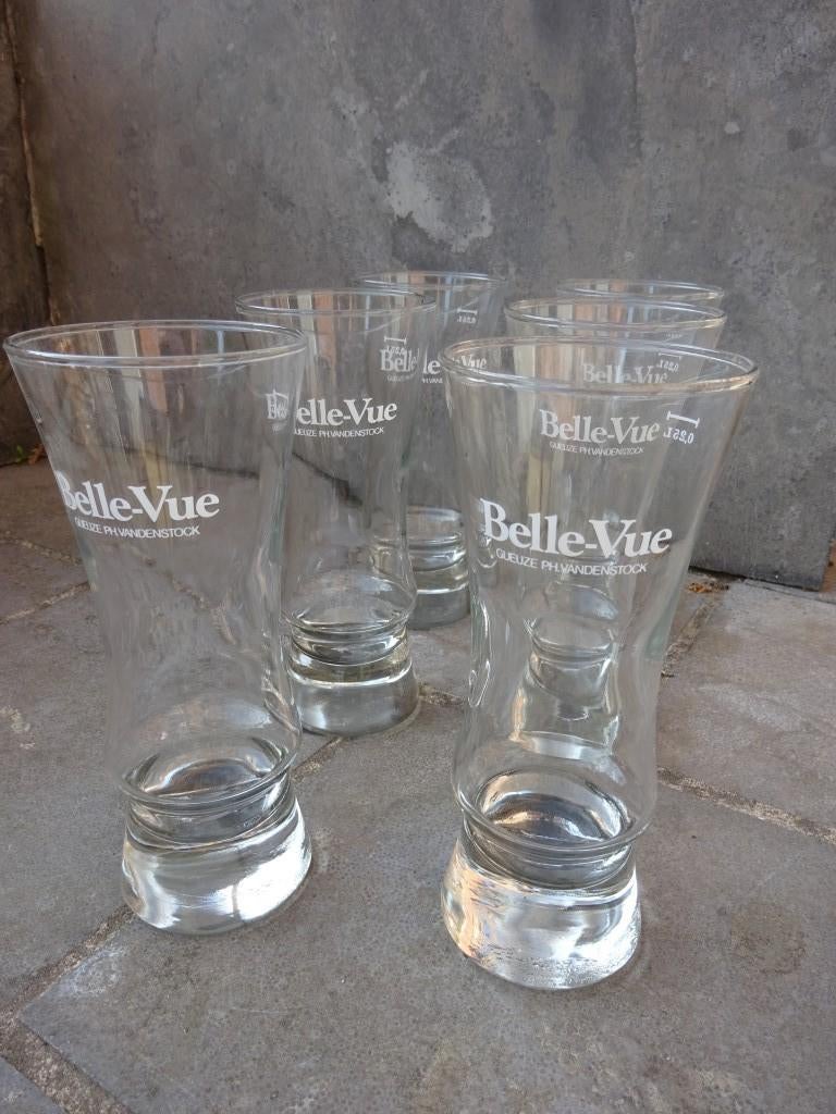 6 ou 12 verres à bière Gueuze Belle-Vue Vandenstock, Collections, Enlèvement ou Envoi