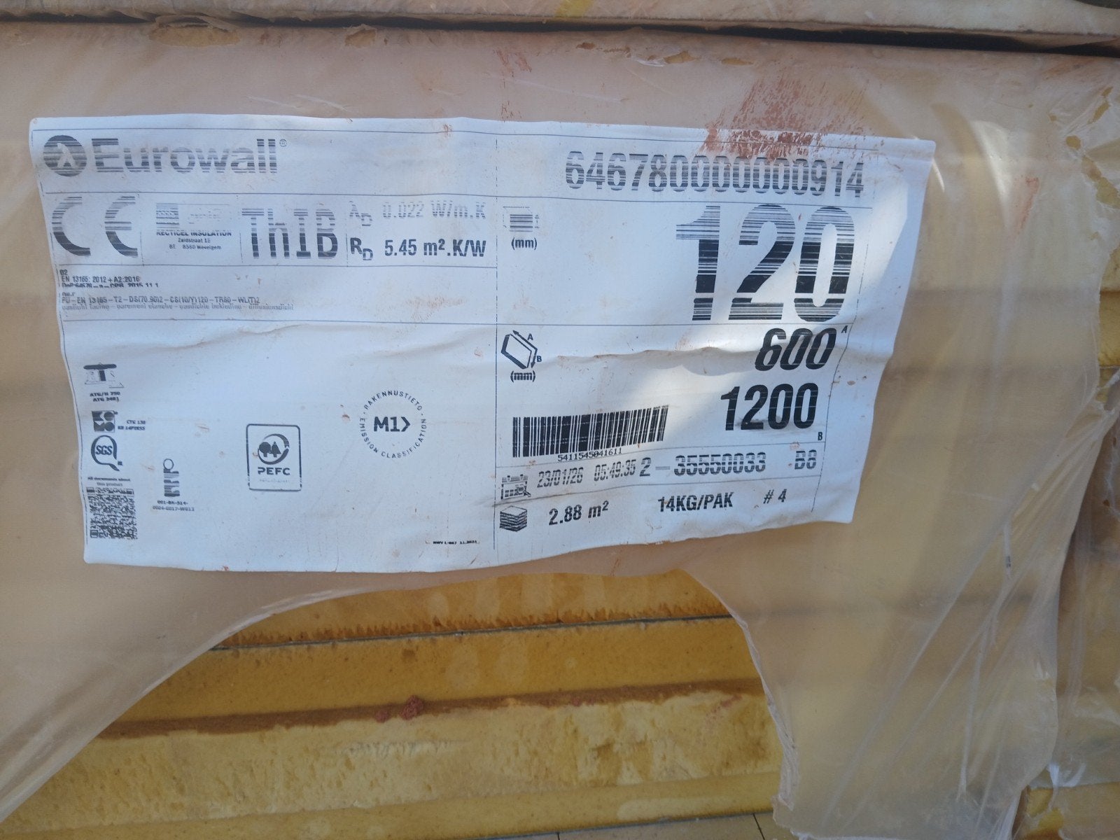 Isolatie Recticel Eurowall, Doe-het-zelf en Bouw, Ophalen, 12 cm of meer, Zo goed als nieuw, 15 m² of meer