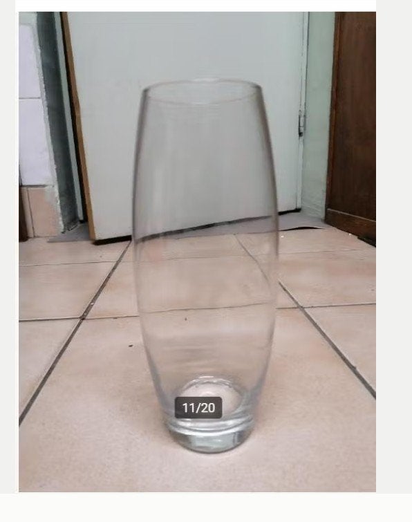 Vaashoogte 24 cm transparant glas, Transparant, Geschikt voor droogbloemen, Ophalen, 24 cm