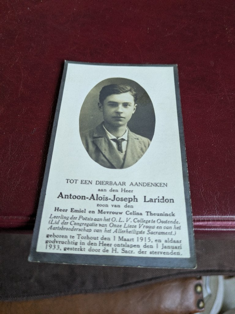 Dp Antoon laridon, Ophalen of Verzenden, Bidprentje