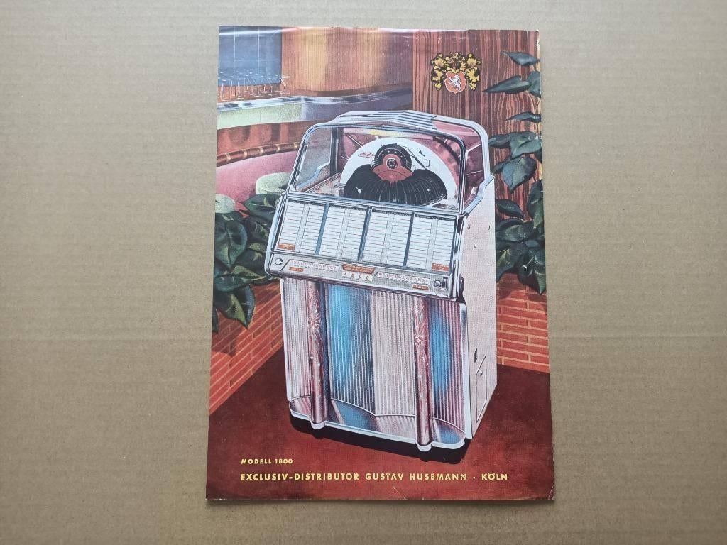 Flyer: Wurlitzer 1800 (1955) jukebox (Gustav Husemann), Verzamelen, Automaten | Jukeboxen, Verzenden, Wurlitzer