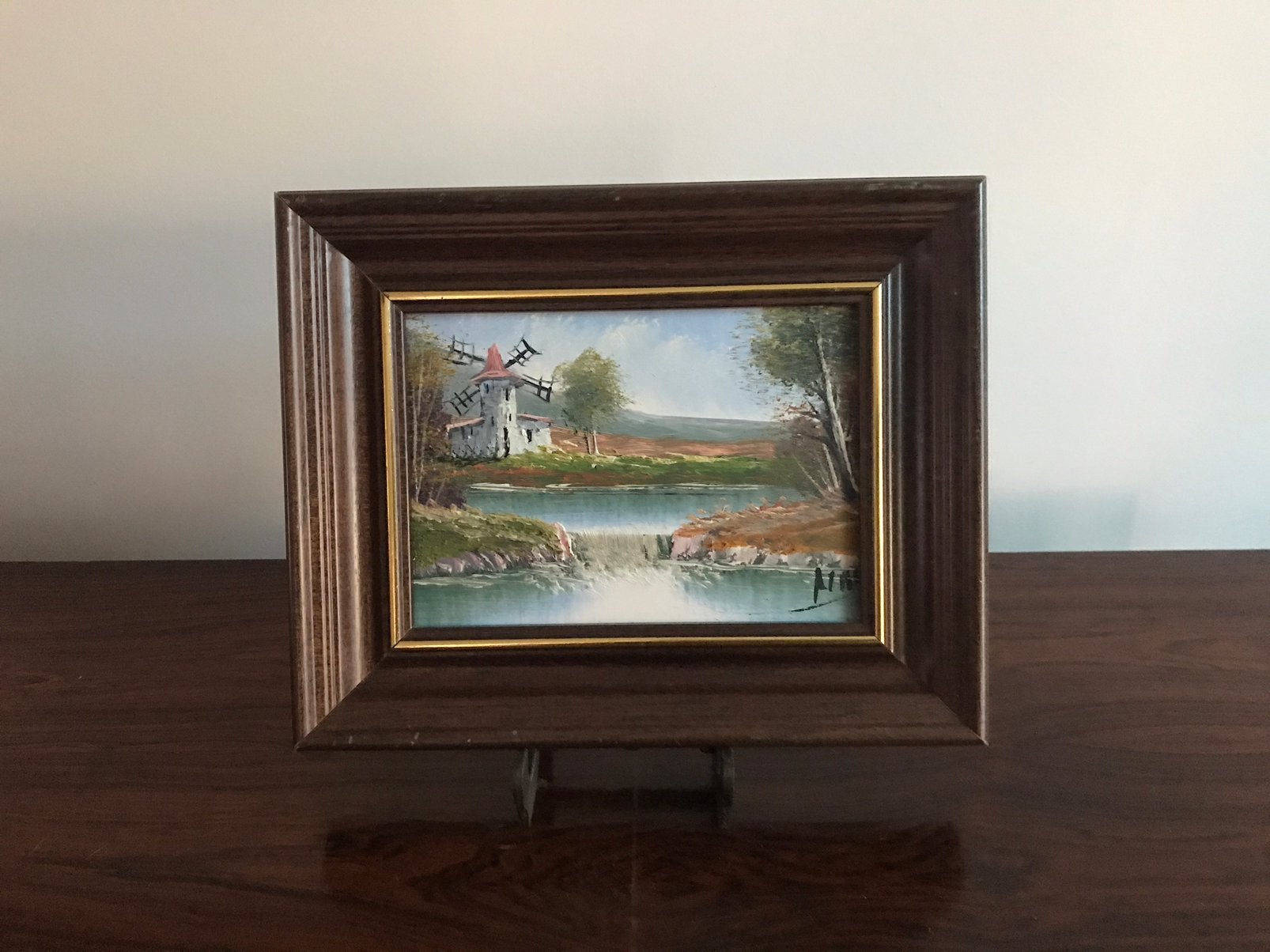 Houten lijst kader decor landschap molen water bomen, Antiek en Kunst, Ophalen of Verzenden