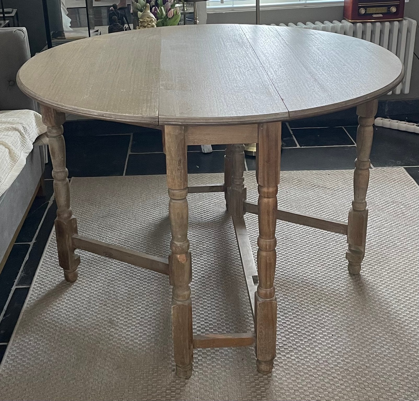 Ronde tafel plooibaar naar sidetable, Ophalen, Zo goed als nieuw