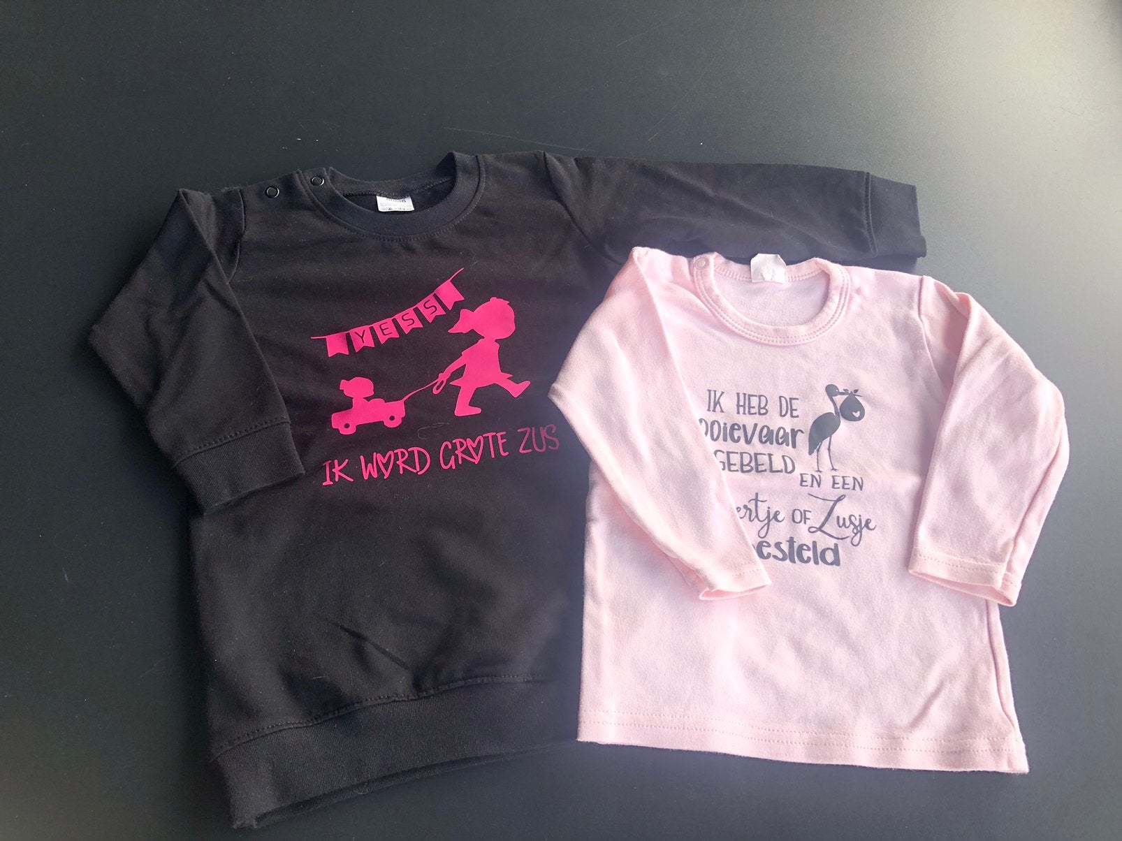 Aankondiging broertje of zusje, maat 86, Kinderen en Baby's, Babykleding | Maat 86, Ophalen of Verzenden, Zo goed als nieuw