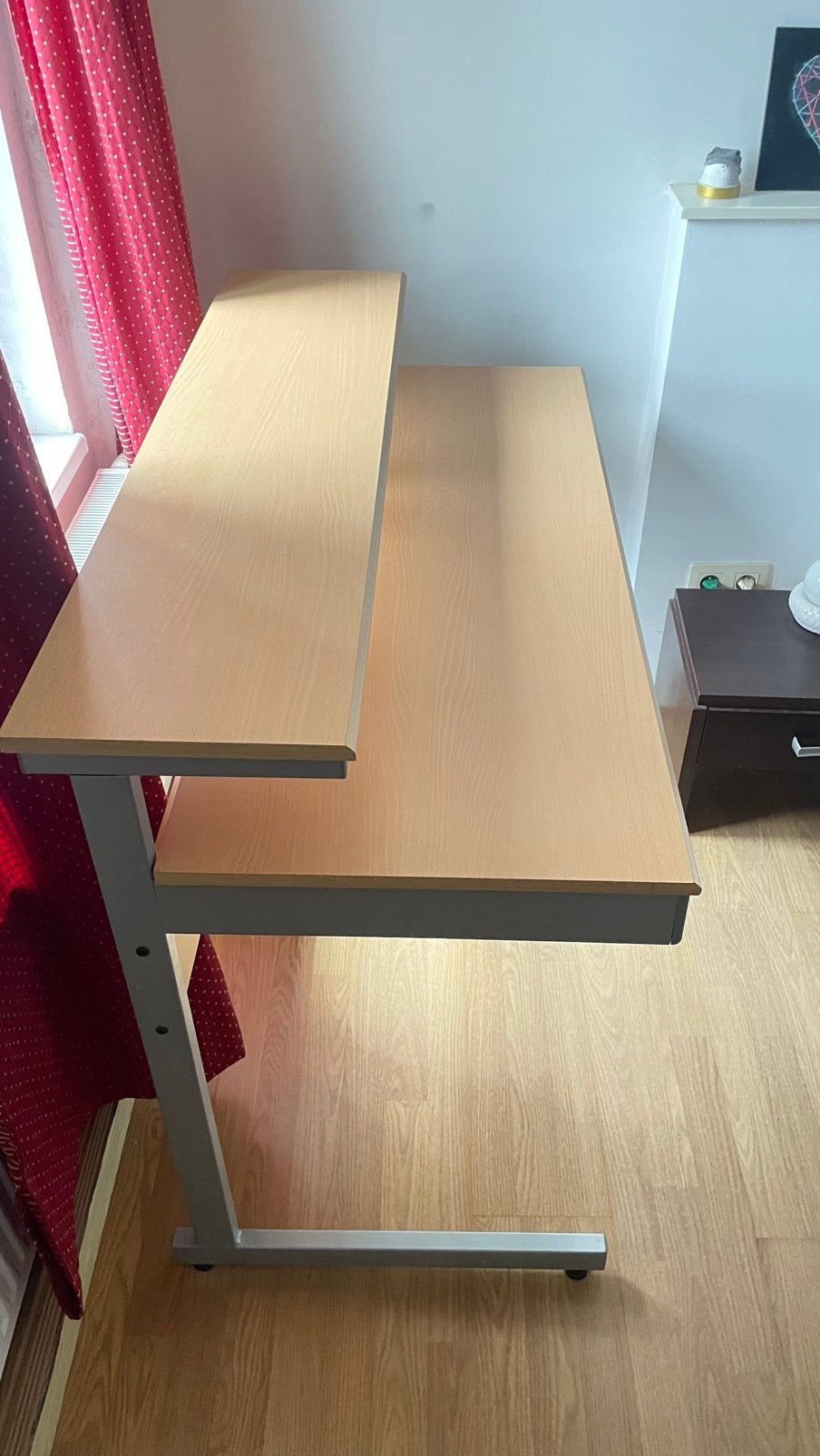 bureau en bois avec tiroir et étagère + sur-étagère, Bureau d'ordinateur, 120 cm, Comme neuf, Bois