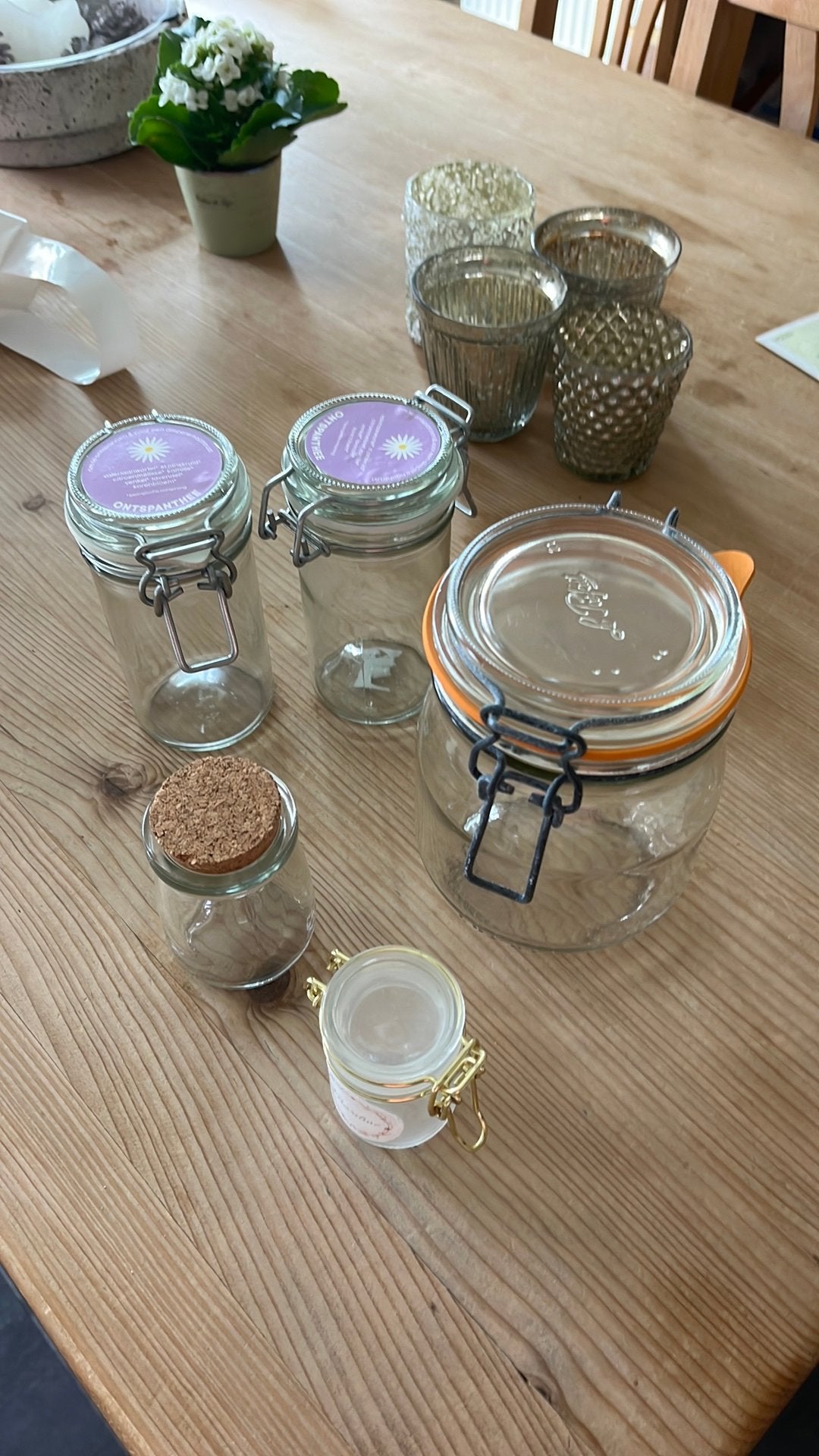 Glazen potjes, Ophalen of Verzenden, Gebruikt
