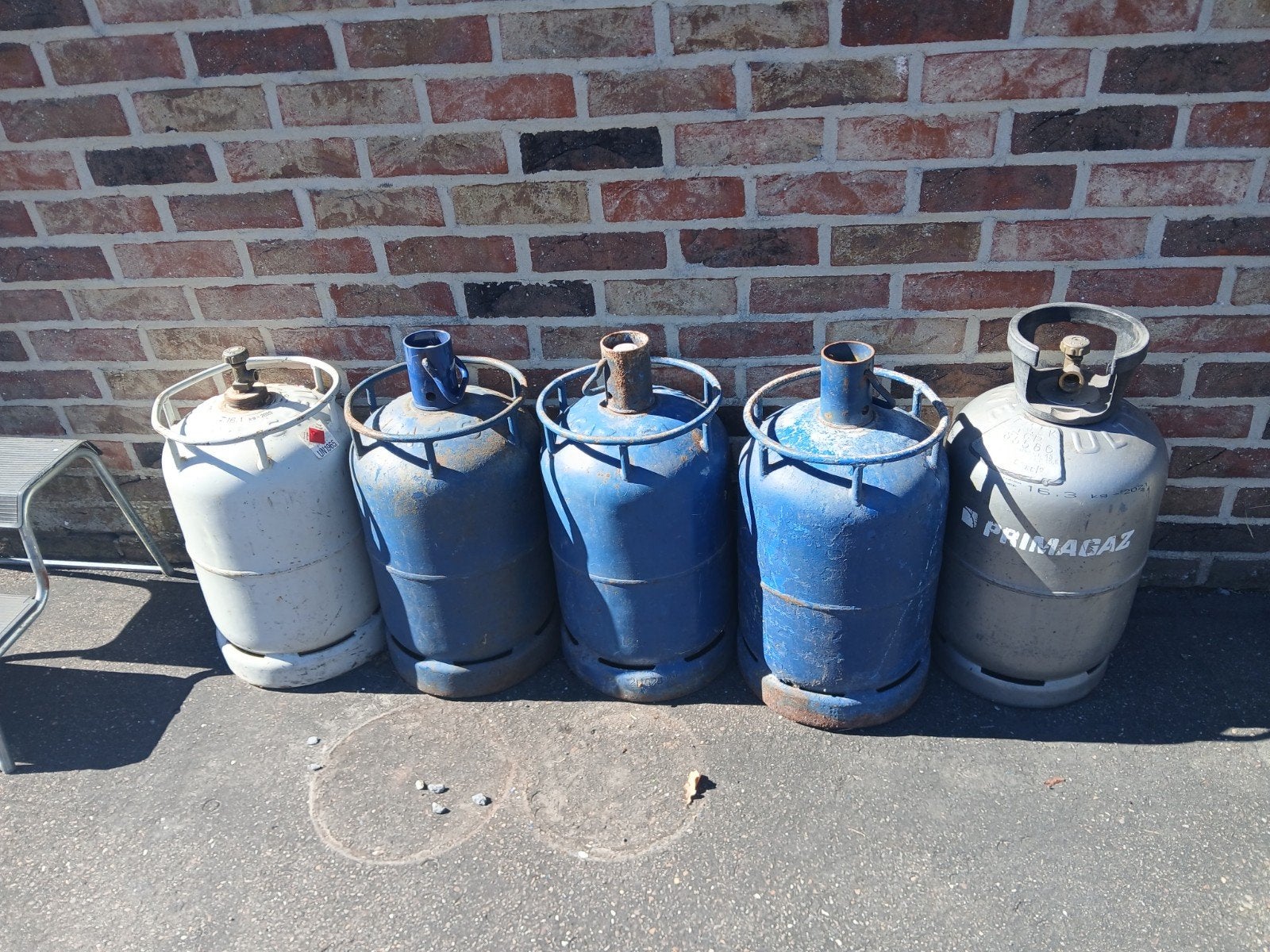 5X gasflessen  (leeg), Tuin en Terras, Ophalen