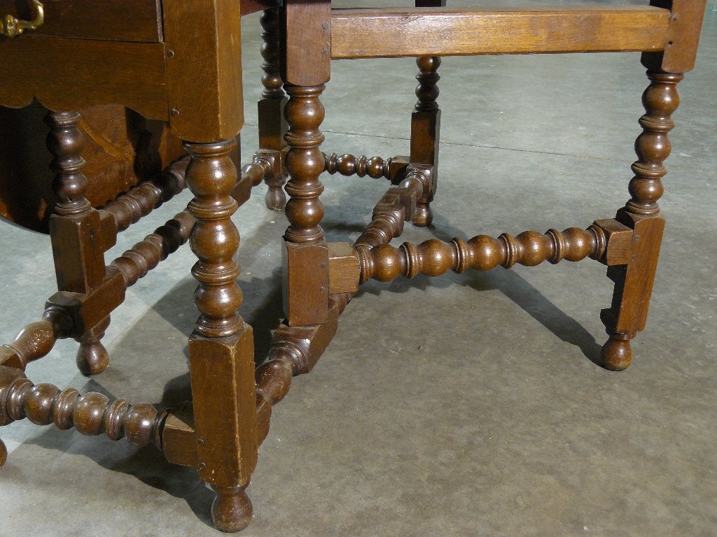 Grote antieke Engelse tafel (gateleg-model), Ophalen