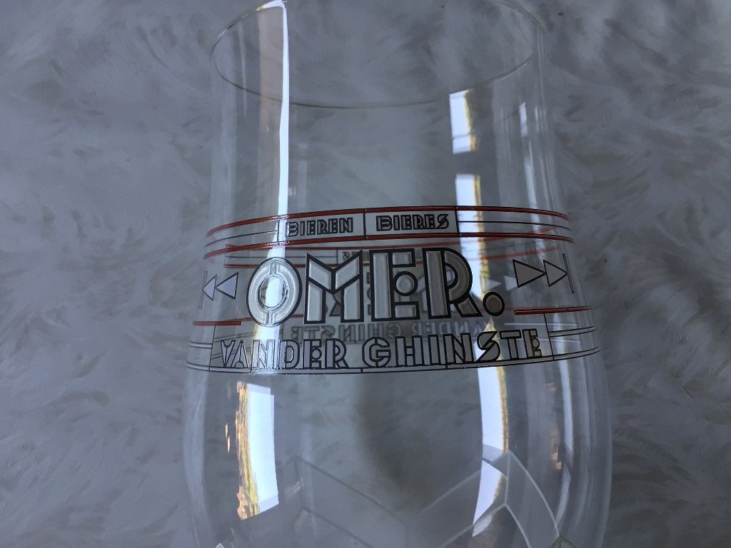 Verre à bière Omer Vander Ghinste bords rouges-blanches, Collections, Enlèvement ou Envoi