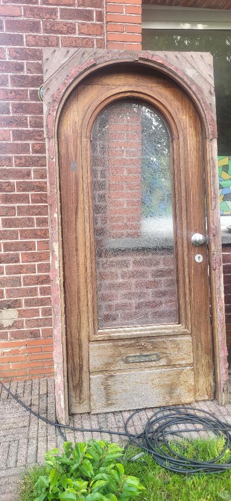 Volhouten buitendeur (Huis jaren 50), Doe-het-zelf en Bouw, Deuren en Vliegenramen, Ophalen, Gebruikt, 80 tot 100 cm, Buitendeur