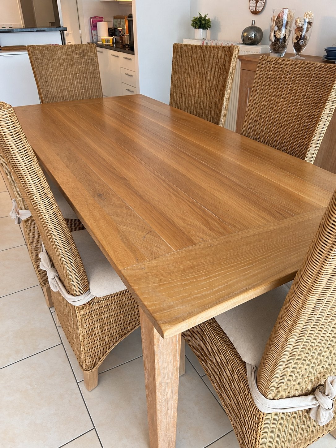 Eetkamerset van massief teakhout, Maison & Meubles, Enlèvement, Comme neuf, 4 à 6 chaises