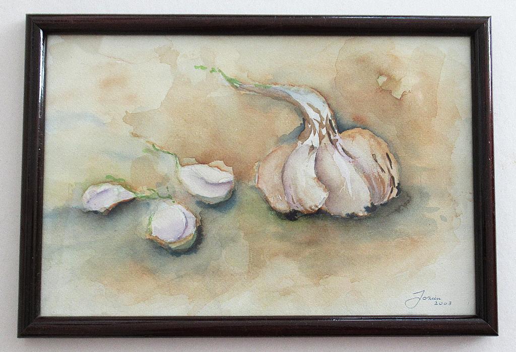 Belle peinture Nature morte Aquarelle à l'ail, signée., Antiquités & Art, Enlèvement ou Envoi