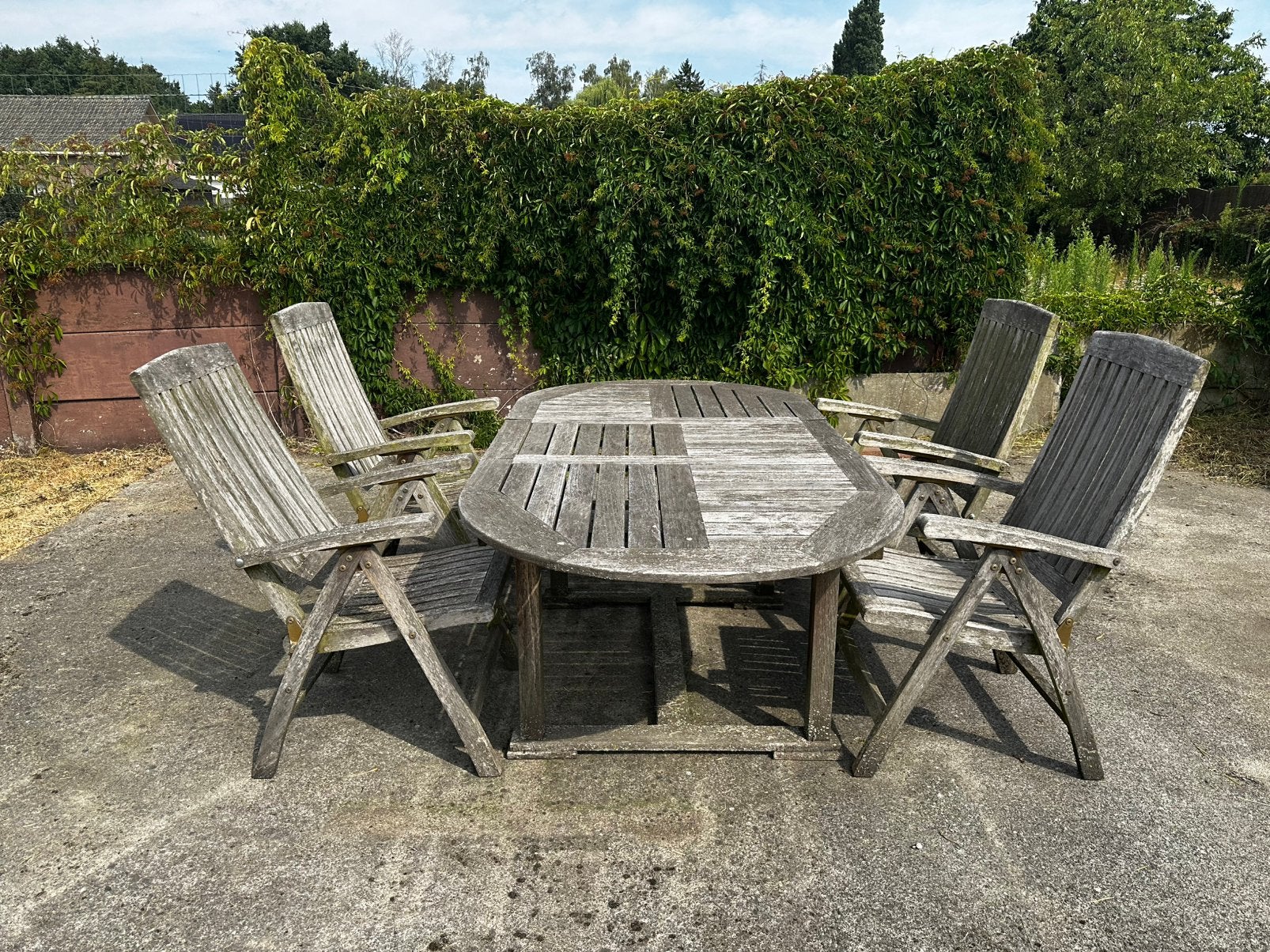 Gratis houten tuinstel, Tuin en Terras, Ophalen, Gebruikt, Hout, 4 zitplaatsen