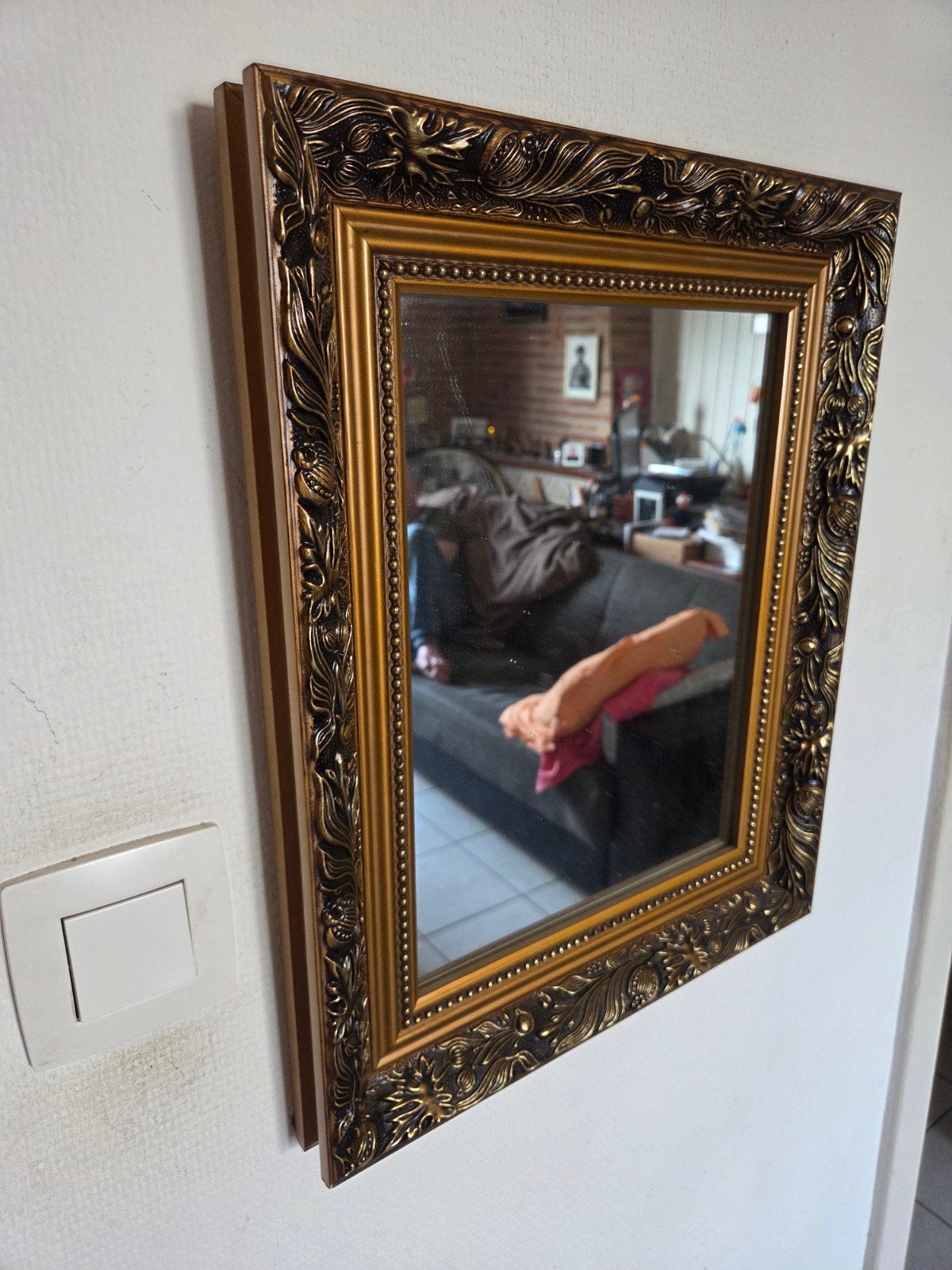Miroir vintage, Enlèvement ou Envoi, Rectangulaire, Moins de 50 cm, Moins de 100 cm