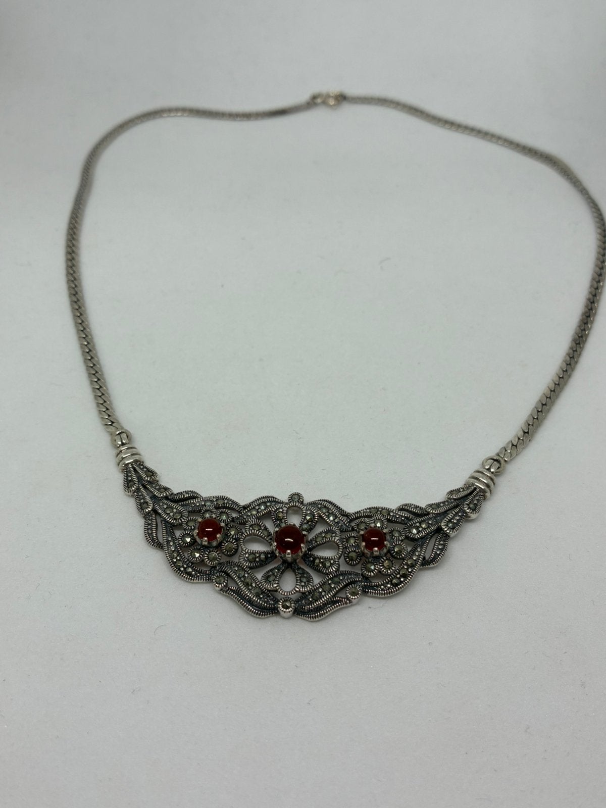 Nieuwe Echte Zilveren Ketting 925 met Rode Stenen, Bijoux, Sacs & Beauté, Colliers, Enlèvement ou Envoi, Avec pierre précieuse