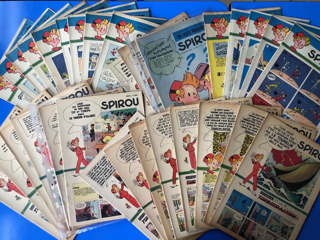 Spirou 1952 et 1953 - Lot (3) 31 fascicules entre 750 et 779, Livres, Plusieurs BD, Enlèvement, Utilisé, Franquin Peyo Morris Jijé Paape …
