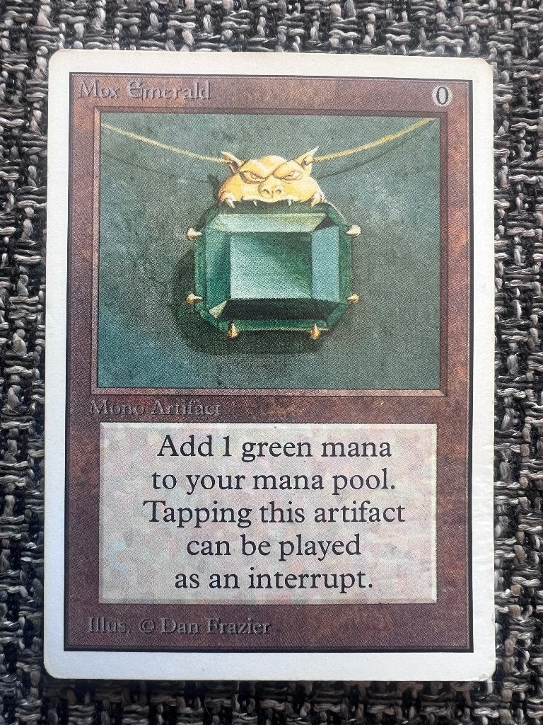 Magic the Gathering : Mox Emerald Unlimited, Ophalen of Verzenden, Gebruikt, Losse kaart