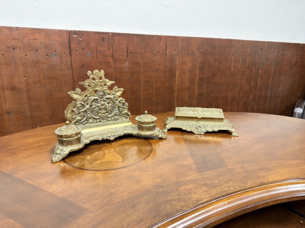 Klassieke Antieke Messing Inktstel Bureau Set, Enlèvement