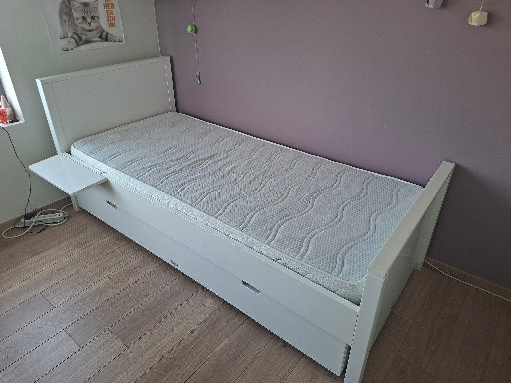 Wit Bopita bed met lade, Ophalen, Gebruikt, 90 cm, Eenpersoons