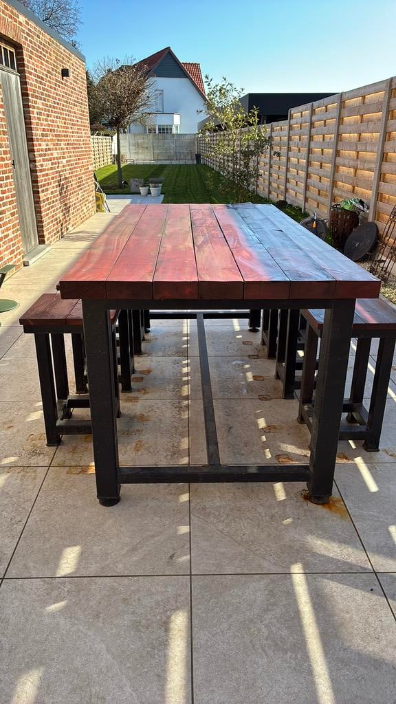 Tuinset tafel en 6 krukken, Tuin en Terras, Tuinsets en Loungesets, Ophalen