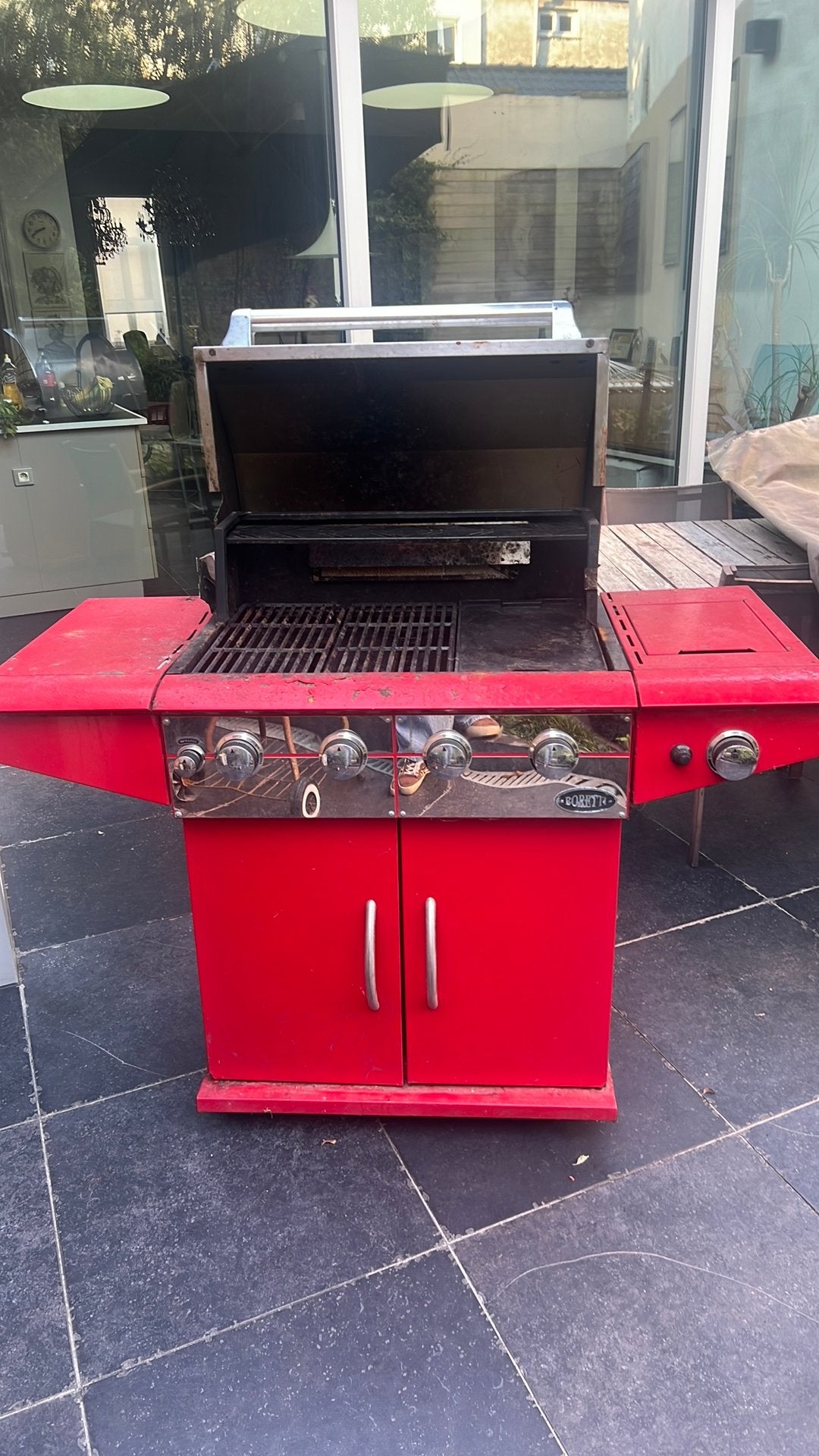 Rode boretti BBQ, Jardin & Terrasse, Barbecues à gaz, Enlèvement, Comme neuf