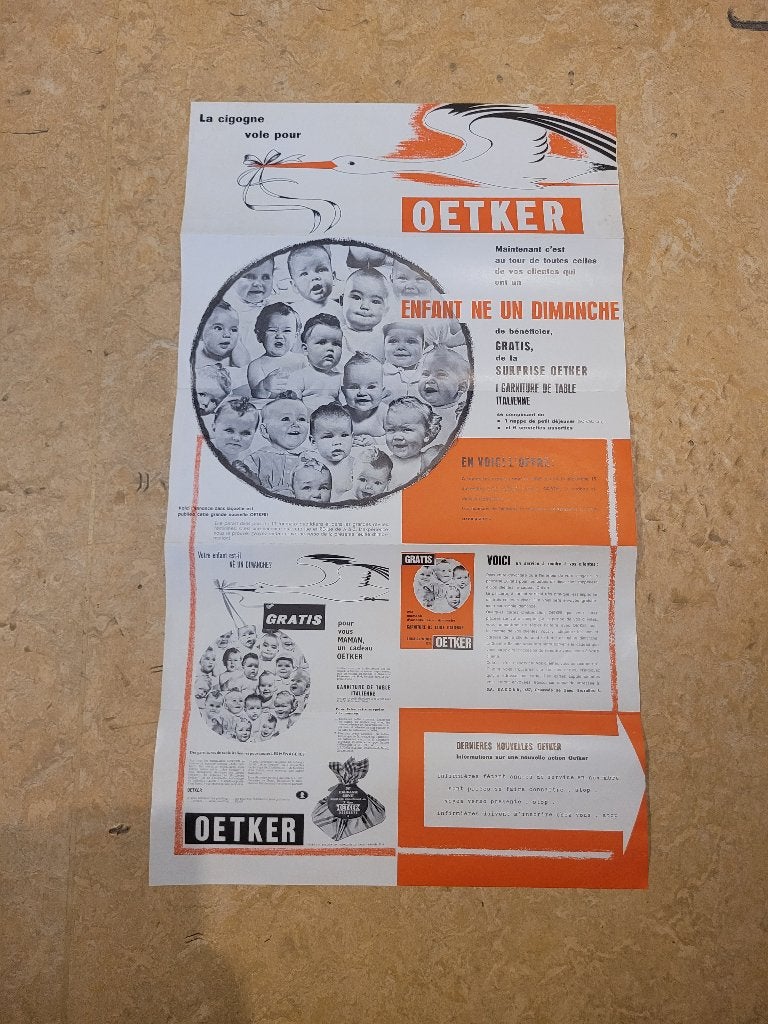 Oude reclame van Delhaize Oetker, Verzamelen, Ophalen of Verzenden, Gebruikt, Reclamebord