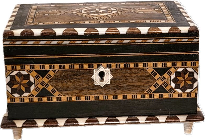 Houten kistje met marquetterie inlegwerk., Antiek en Kunst, Ophalen of Verzenden