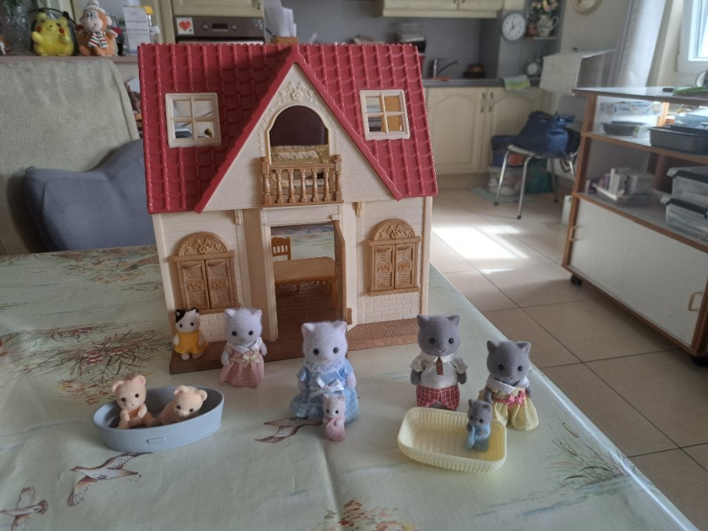 Sylvanian families la maison, avec 9 figurines, Enlèvement ou Envoi, Comme neuf, Accessoires